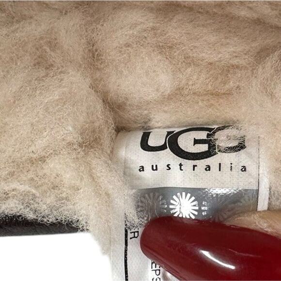 UGG Sheepskin-Lined Moccasin Slippers Mens Size 8 Dark Brown Indoor Outdoor Sole main image 8